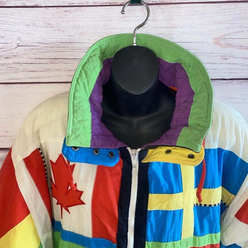 Gallery International Mens S Jacket Flags Down Ski Colorblock Puffer Vintage - Picture 2 of 11